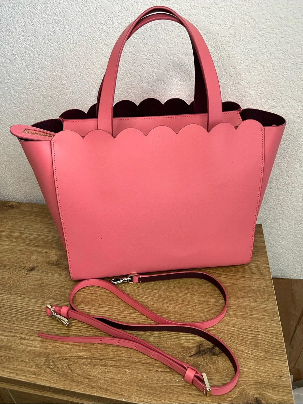 Kate Spade Magnolia Street Mina Scalloped Crossbody Tote - Raspberry Pink NWOT